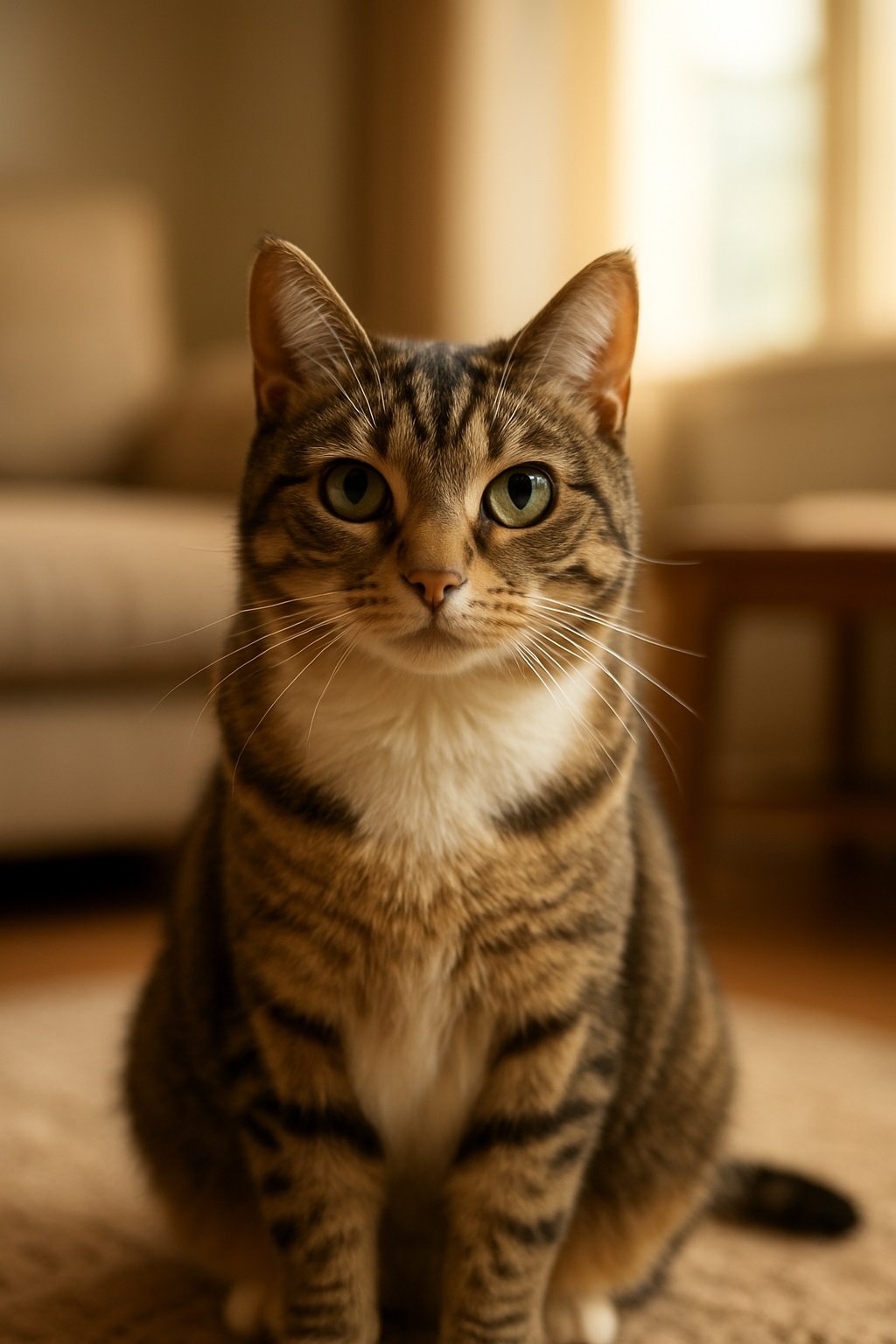 Gato mirando a cámara en ambiente hogareño, ilustrando el blog de gatos y reseñas para amantes de los felinos.